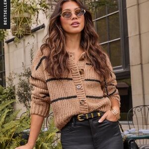 VICI Cozy Tan Striped Sweater